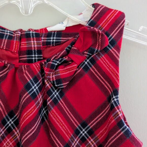 H&M Girls Red Checked Sleeveless Holiday Dress with Bow and Pockets Size 3-4 - Picture 3 of 8